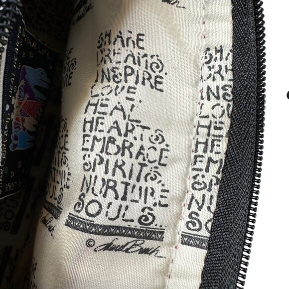 Vintage Laurel Burch Angel Cat Crossbody Purse Quilted Fabric Bag Cat Lover - Picture 9 of 9